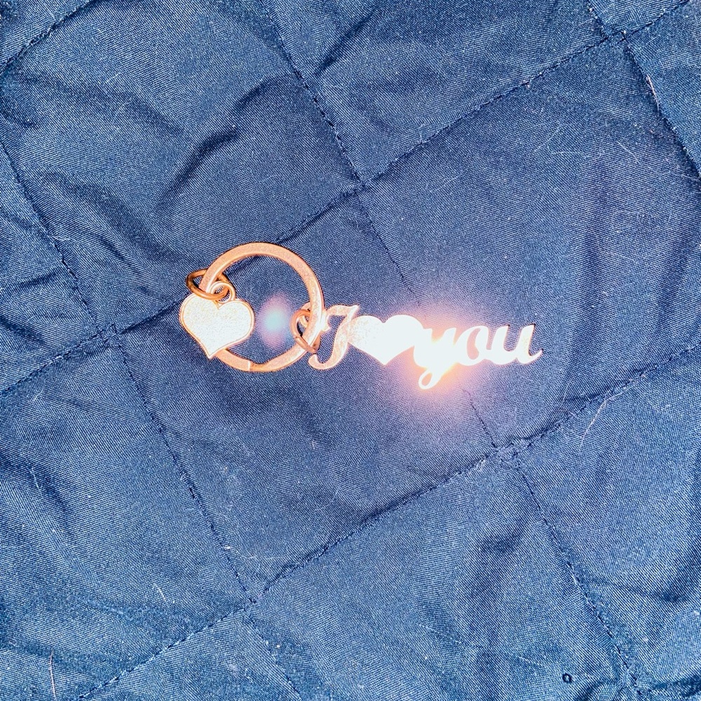 Gold and Silver Heart Keychain